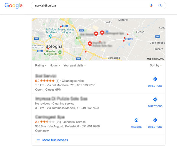 Esempio di pubblicità su google maps